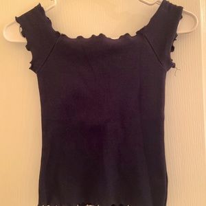 Navy blue off the shoulder shirt